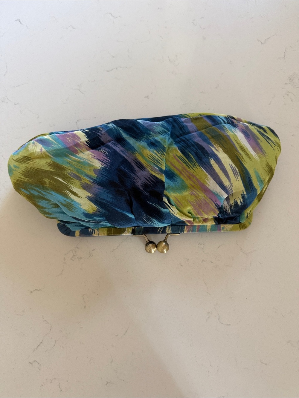 Chico's Brushstroke Kiss-Lock Clutch in Blue, Green and Purple